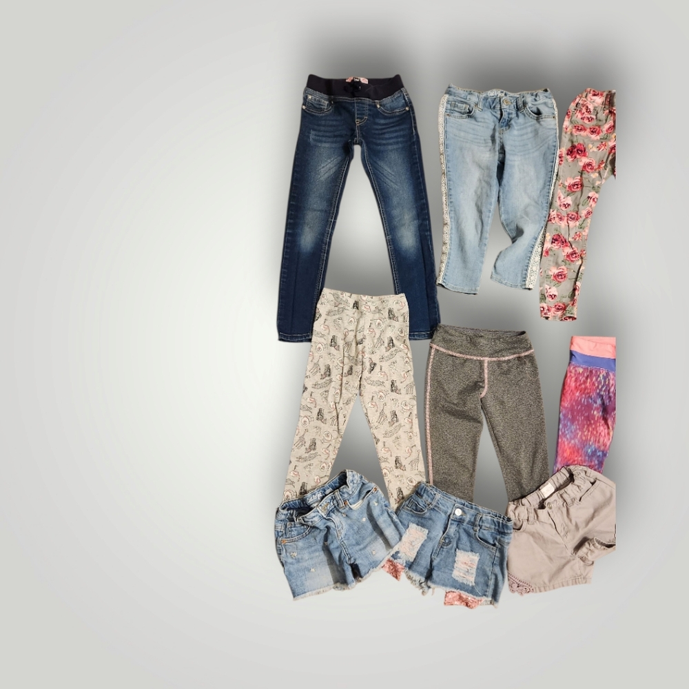 Girls all season bundle lot shorts pants jeans leggings capris size 6 7 - Picture 5 of 13